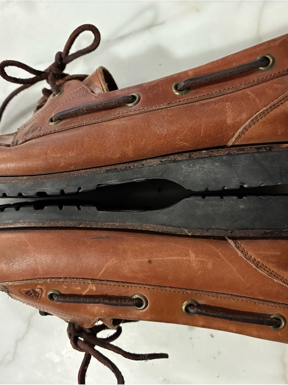 Florsheim Brown Leather Lace-Up Boat Shoes Size 9 - Picture 5 of 8